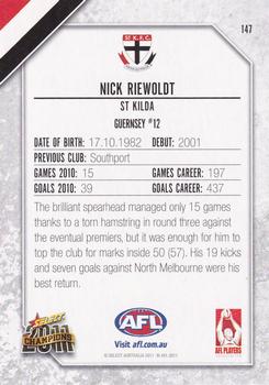 2011 Select AFL Champions #147 Nick Riewoldt Back